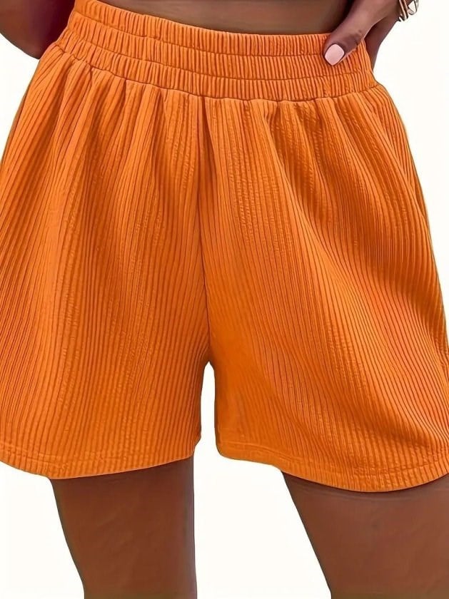 Kadın Askılı Yuvarlak Yakalı Burgu Krop Ve Bluz Short Ikili Takım