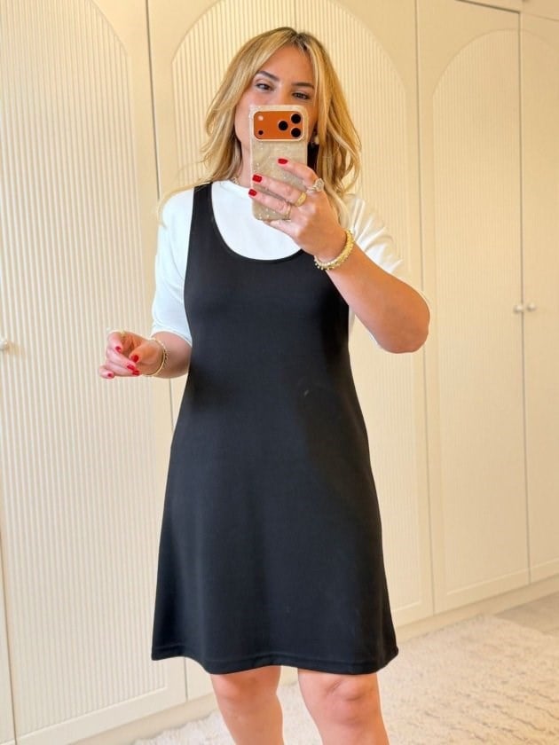 Kadın Kısa Kollu Ve Kalın Askılı Ikili Modal Elbise