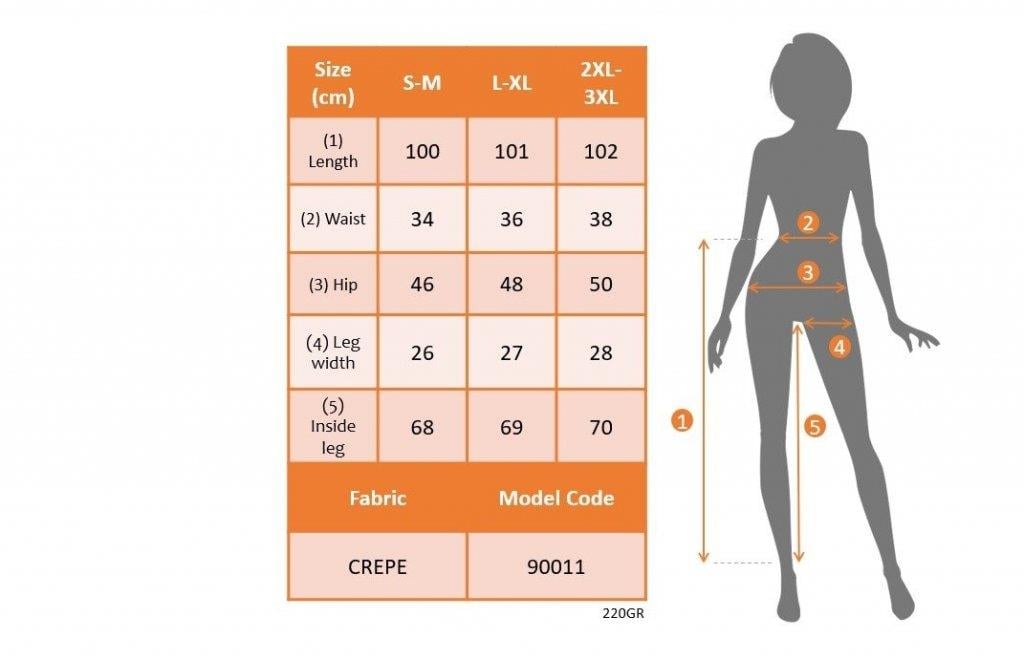 Kadın üste Oturan Bilek üzerinde Biten Paça Krep Pantolon 36 (S) - 48 (4XL)