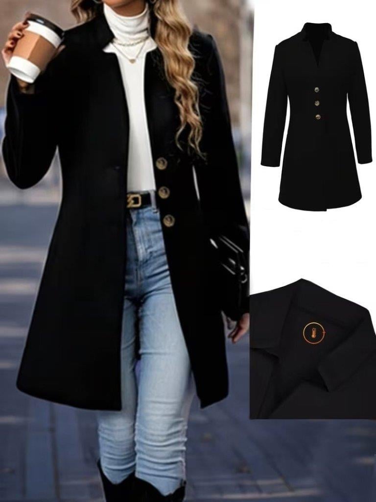 Kadın Uzun Kollu Hakim Yakalı önden Düğmeli Ithal Kaşe Astarsız Kısa Kaban