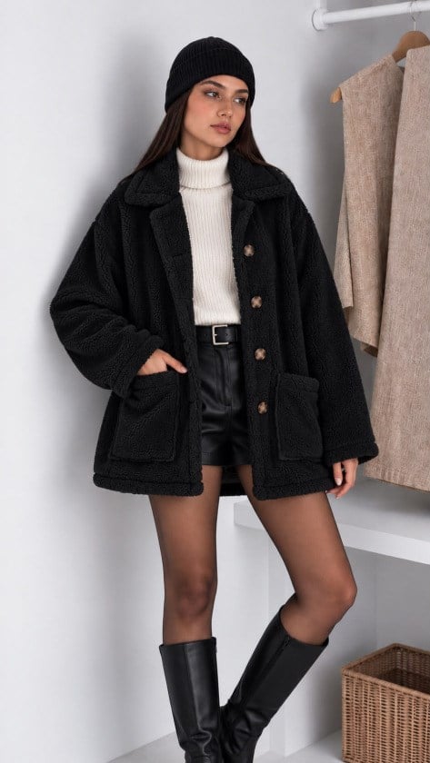 Kadın Uzun Kollu Yakalı önden Düğmeli Wellsoft Kaban
