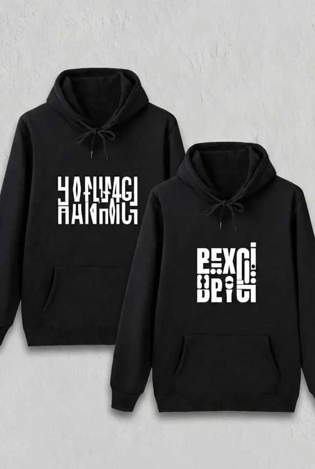 Sevgililer Günü Hanımcı Hediye Baskılı Oversize Kapüşonlu Sweatshirt - Siya