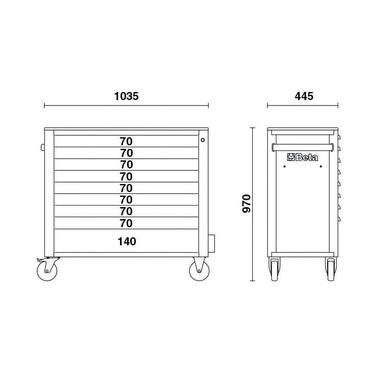 Beta 2400S XL09/E-XL 493 Parça 9 Çekmeceli Takım Arabası