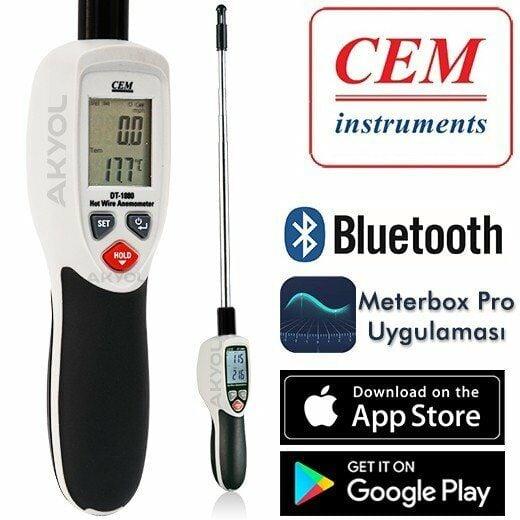 Cem DT1880 Teleskobik Problu Kızgın Tel Hava Hızı ve Sıcaklık Ölçer Anemometre (Kayıt Özellikli)