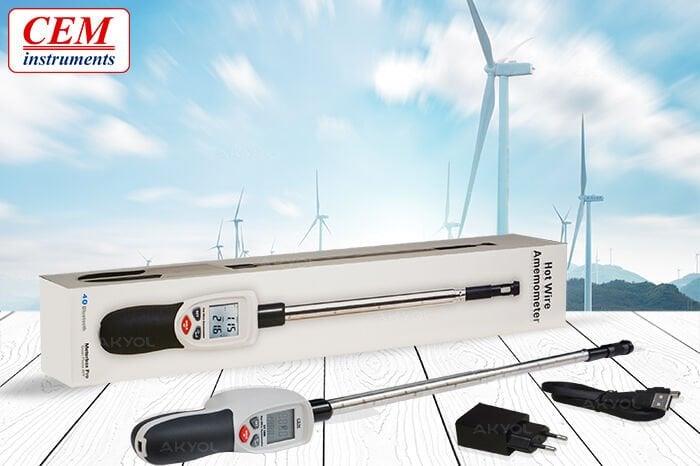 Cem DT1880 Teleskobik Problu Kızgın Tel Hava Hızı ve Sıcaklık Ölçer Anemometre (Kayıt Özellikli)
