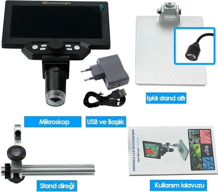 G1200 Plus+ 1200X Dijital Mikroskop – Yüksek Çözünürlüklü Renkli Ekran