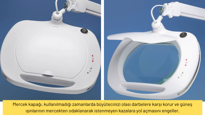 Geniş Mercekli Büyüteç Sarı ve Beyaz Led Işık Seçenekli