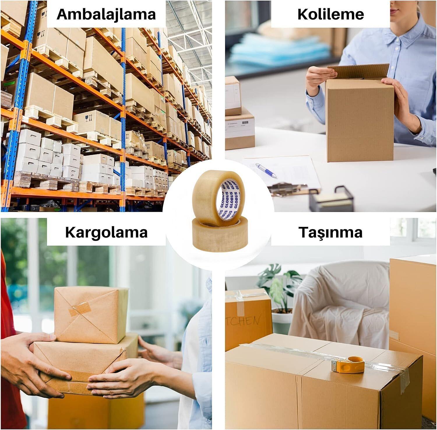 Globus Acrilic Şeffaf Koli Bandı 45mmx100mt - Dayanıklı Yapışkan