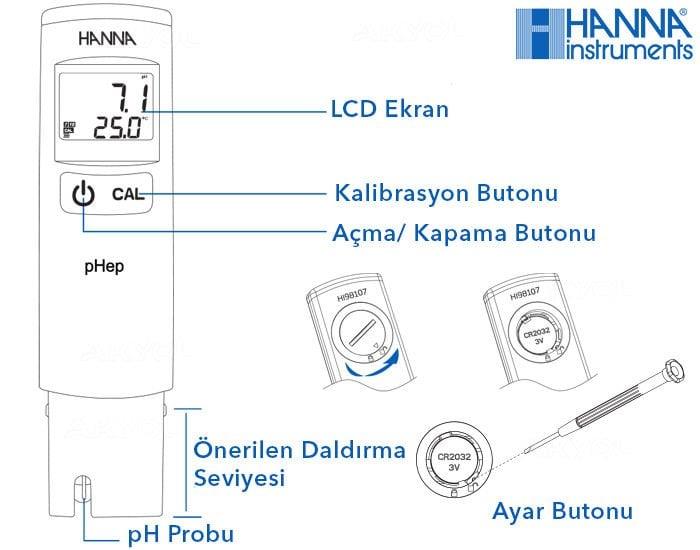 Hanna HI 98107 Dijital Ph ve Sıcaklık Ölçer