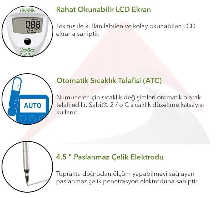 Hanna HI 98331 GroLine Toprak EC ve Sıcaklık Test Cihazı
