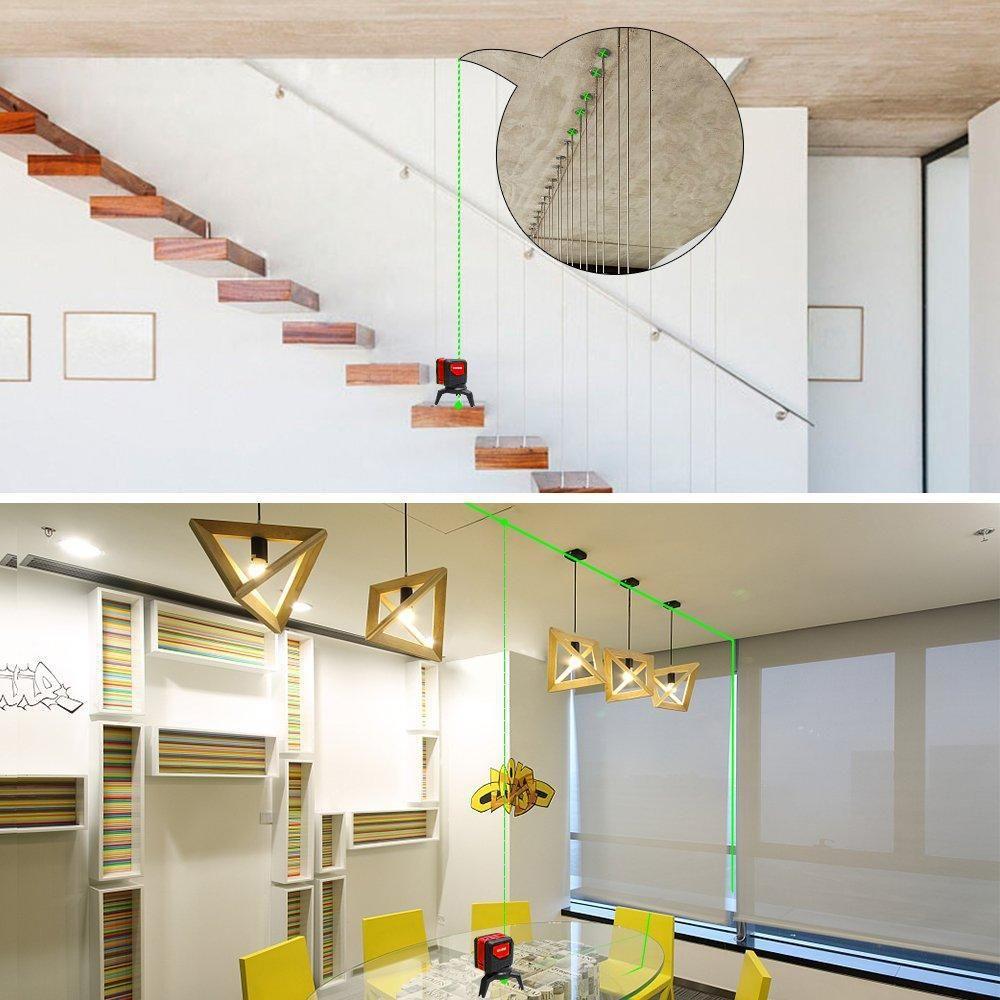 KOBB KBL92G Yatay ve Dikey Otomatik Hizalamalı Yeşil Çapraz Çizgi Lazer, 2 Noktalı Şakül Lazer Distomat + Mini Tripod