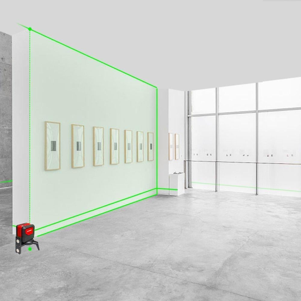 KOBB KBL92G Yatay ve Dikey Otomatik Hizalamalı Yeşil Çapraz Çizgi Lazer, 2 Noktalı Şakül Lazer Distomat + Mini Tripod