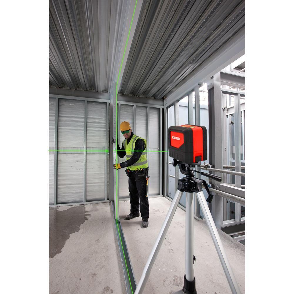 KOBB KBL92GTP Yatay ve Dikey Otomatik Hizalamalı Yeşil Çapraz Çizgi Lazer, 2 Noktalı Şakül Lazer Distomat  + Mini Tripod + Tripod