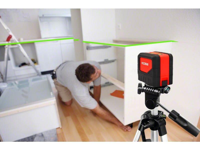 KOBB KBL92GTP Yatay ve Dikey Otomatik Hizalamalı Yeşil Çapraz Çizgi Lazer, 2 Noktalı Şakül Lazer Distomat  + Mini Tripod + Tripod