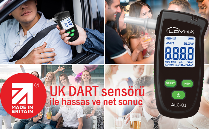 Loyka ALC-01 Üflemeli Dijital Alkol Metresi 0–2.00 ‰PROM | Profesyonel, Sesli Uyarılı, Hızlı Ölçüm