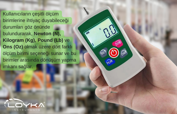 Loyka AMF-500 Dijital İtme Çekme Kuvveti Ölçer | 500 Newton | 0,1N | Tek Bağlantılı