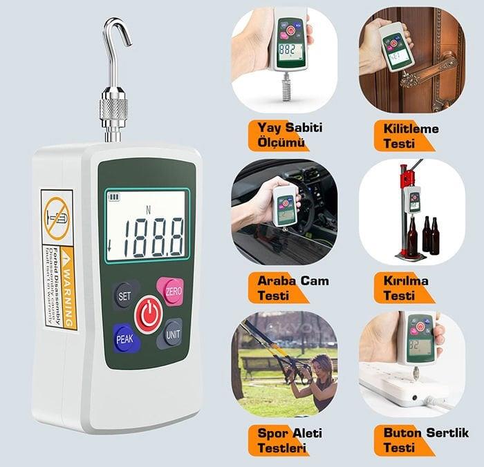 Loyka AMF-500 Dijital İtme Çekme Kuvveti Ölçer | 500 Newton | 0,1N | Tek Bağlantılı