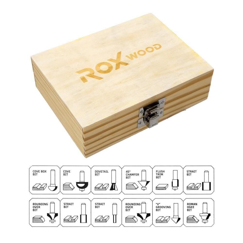 ROX WOOD 12 Parça Ahşap Freze Seti 8mm sap