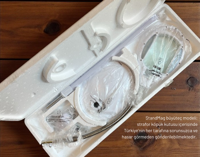 StandMag Ayaklı Esnek Boyunlu LED’li Büyüteç | 42 LED Işıklı Ayaklı Büyüteç Lambası