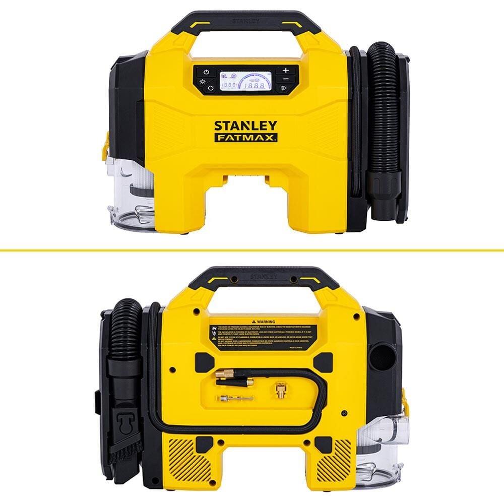 STANLEY SXVI02001A Li-ion Şarjlı 160 PSI Dijital Göstergeli Lastik&Yatak Şişirme Pompası 12V/18V 2Ah +Araç Süpürgesi