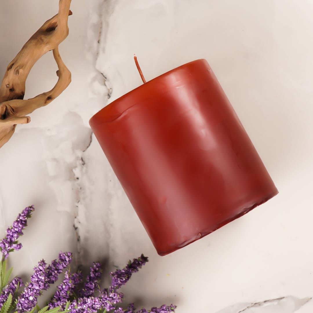 10x10 cm Mitr Kahverengi Silindir Mum