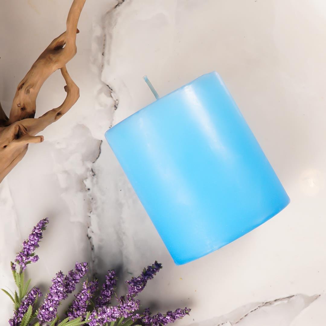 10x10 cm Mitr Mavi Silindir Mum