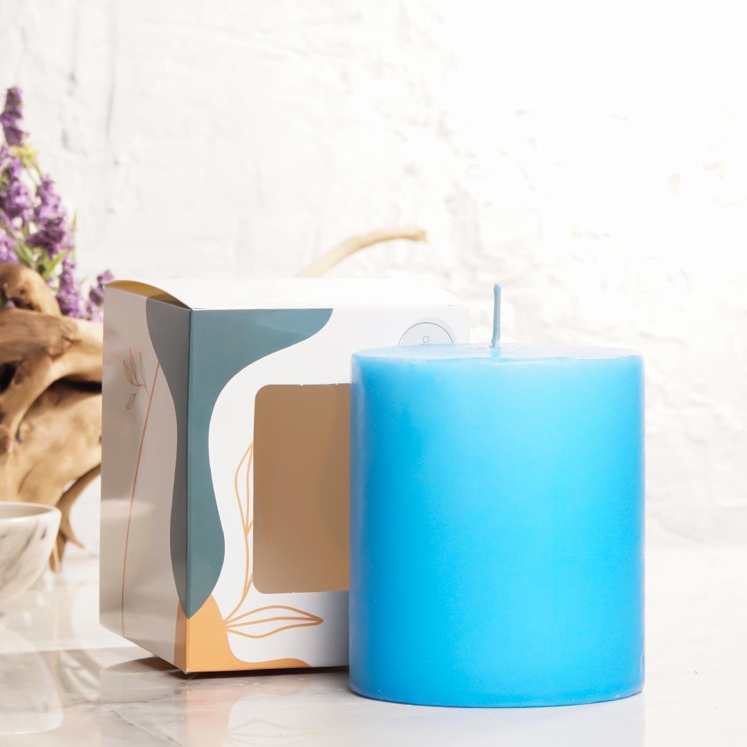 10x10 cm Mitr Mavi Silindir Mum