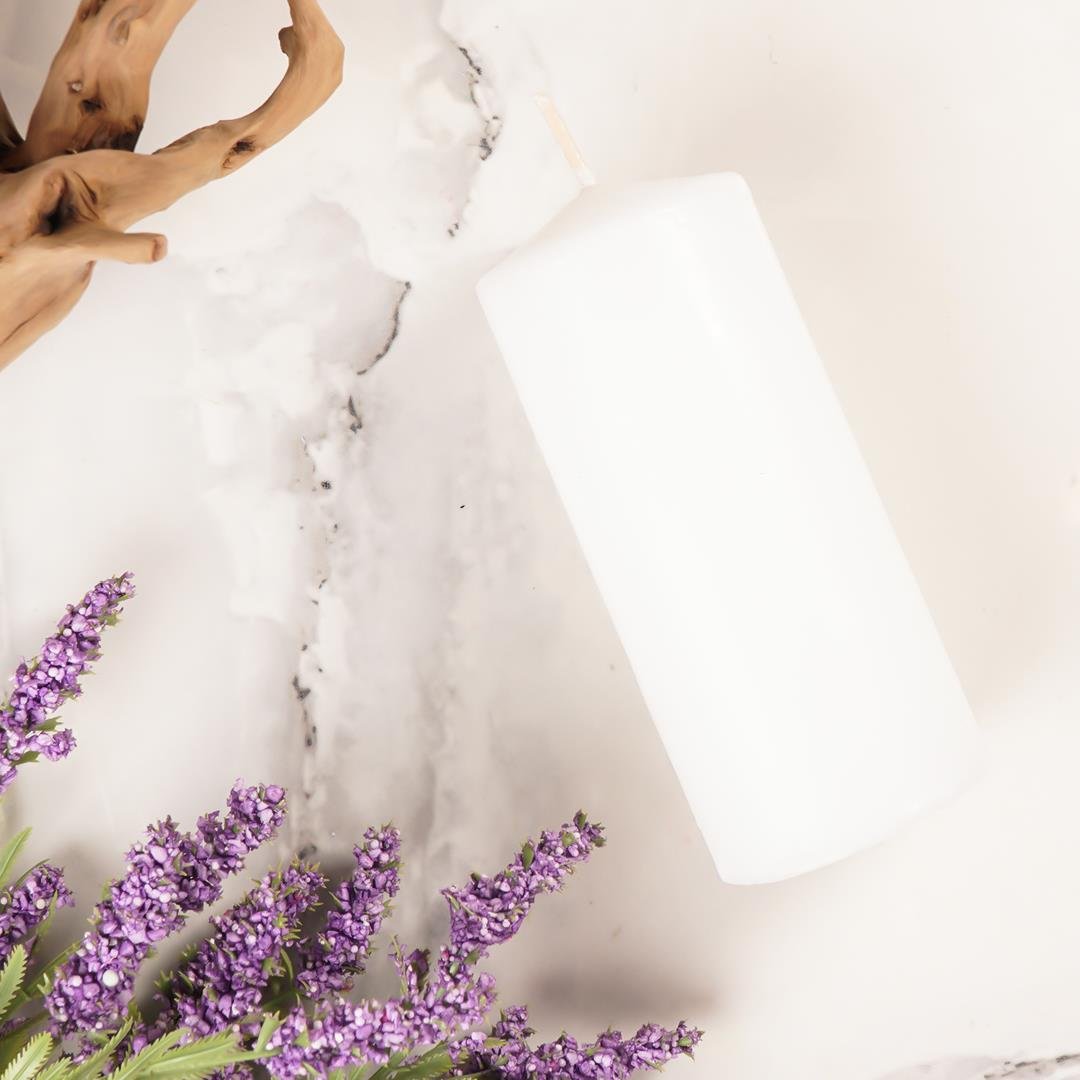 12x5 cm Mitr Beyaz Silindir Mum