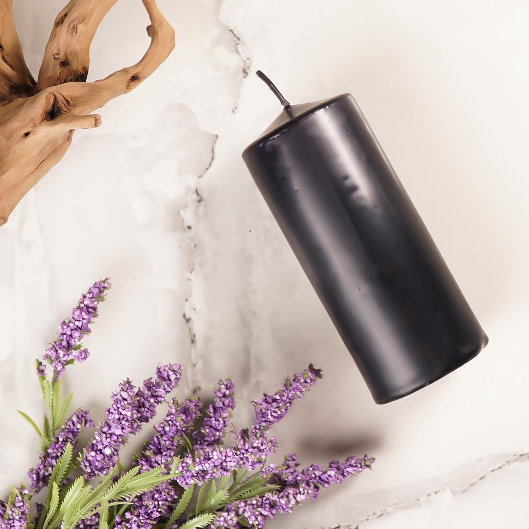 12x5 cm Mitr Siyah Silindir Mum