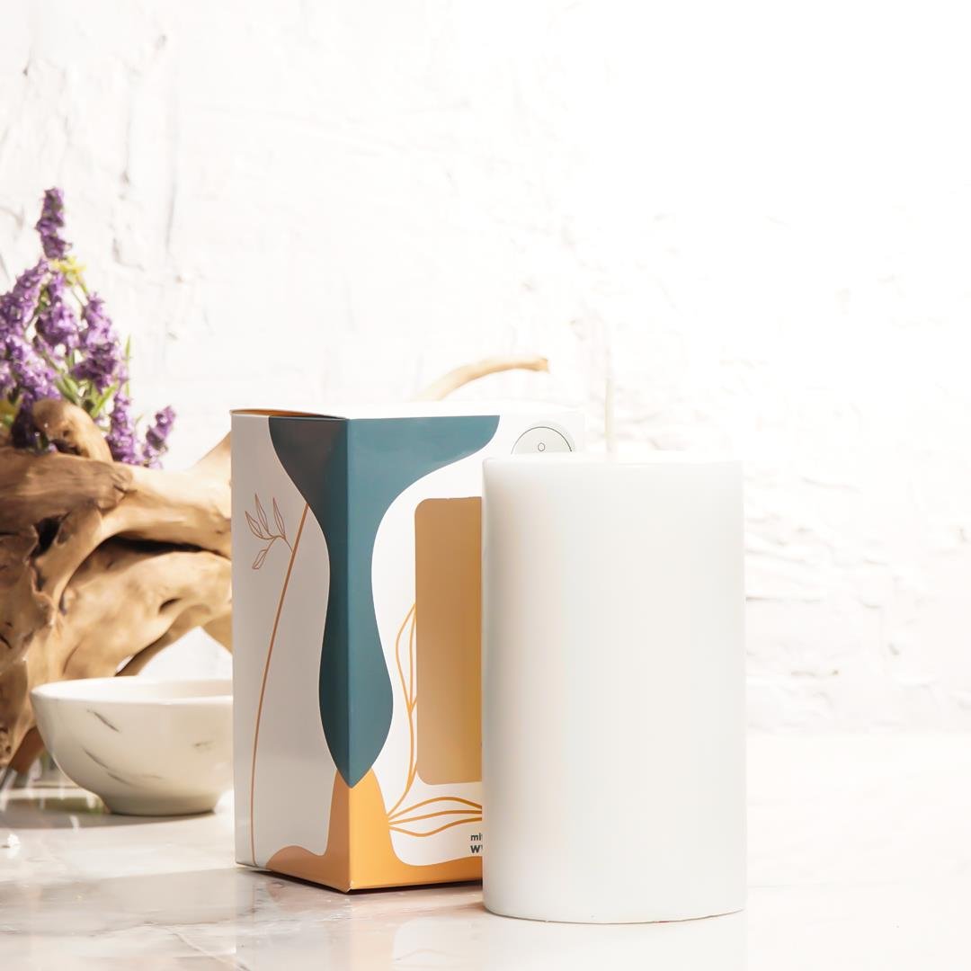 12x7 cm Mitr Bej Silindir Mum