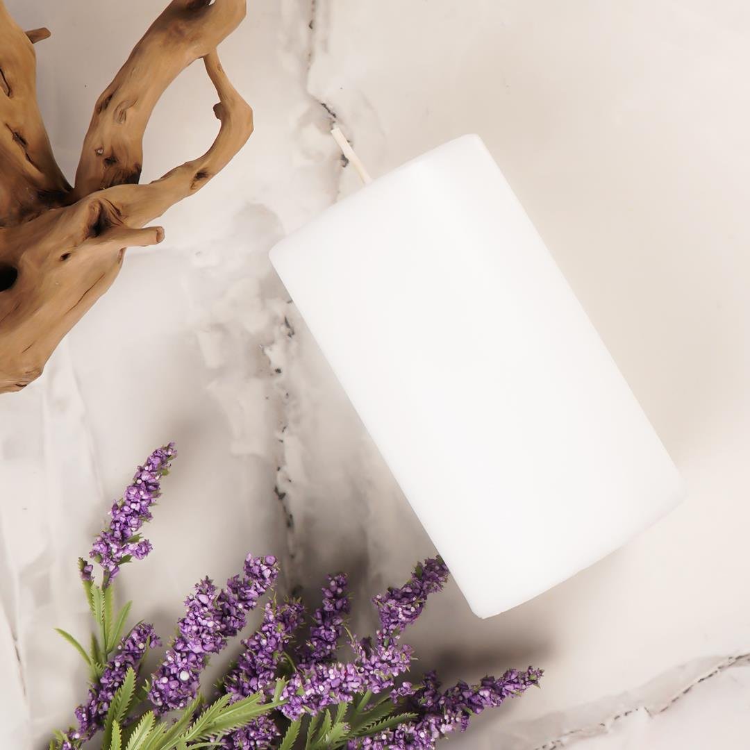 12x7 cm Mitr Bej Silindir Mum