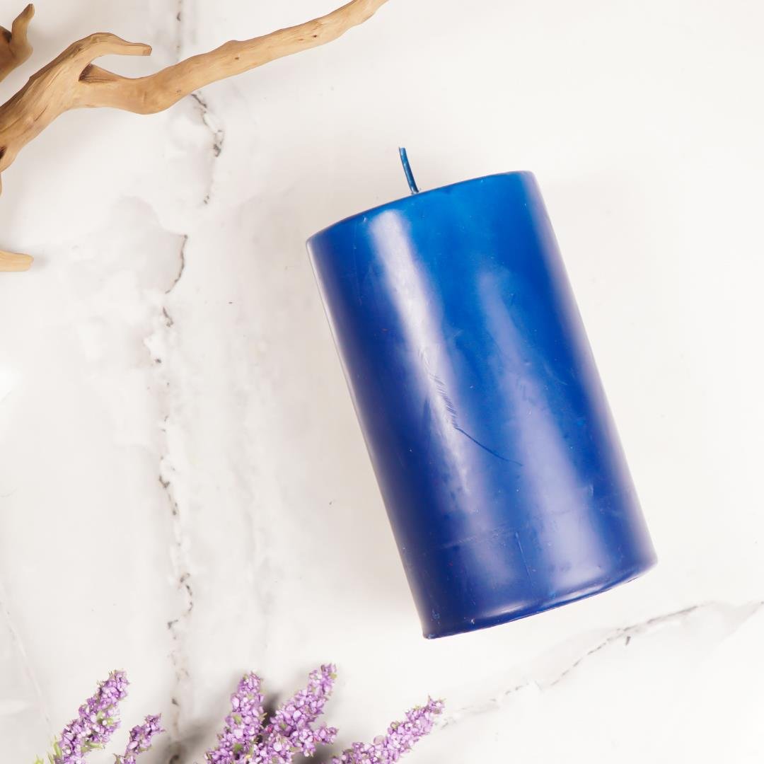 12x7 cm Mitr Lacivert Silindir Mum: 