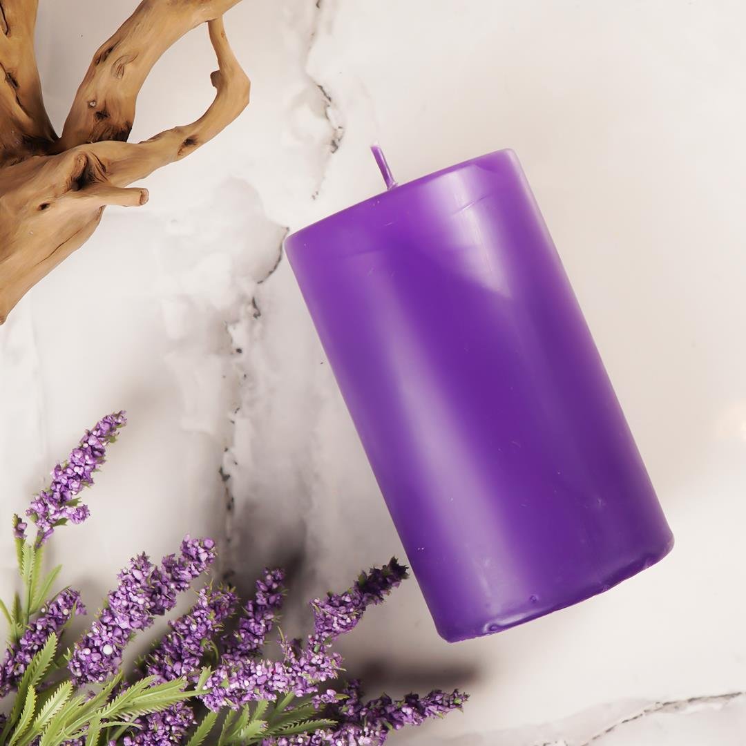 12x7 cm Mitr Mor Silindir Mum