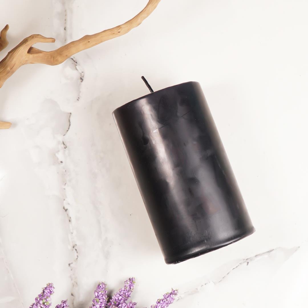 12x7 cm Mitr Siyah Silindir Mum