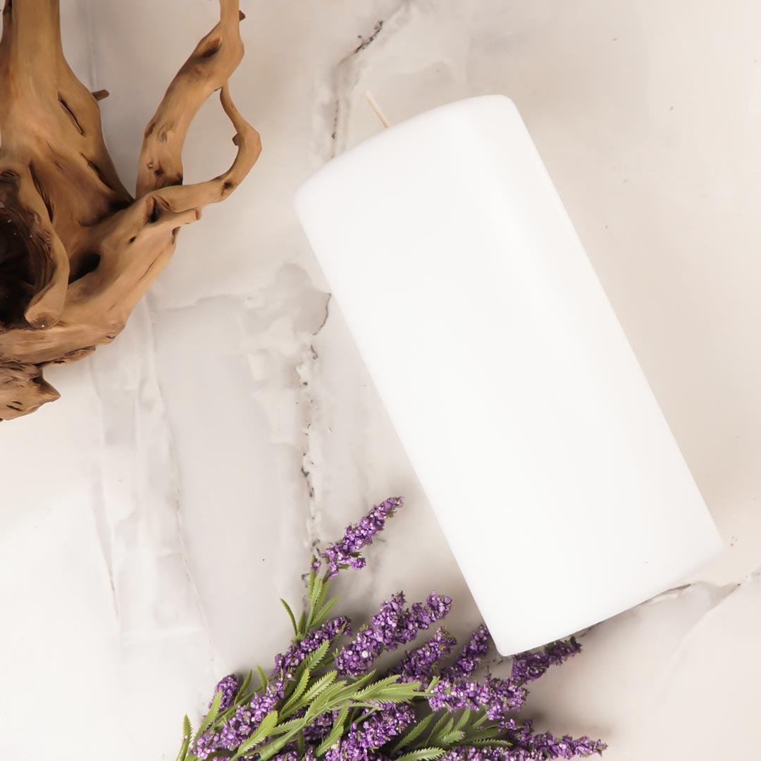 20x10 cm Mitr Beyaz Silindir Mum