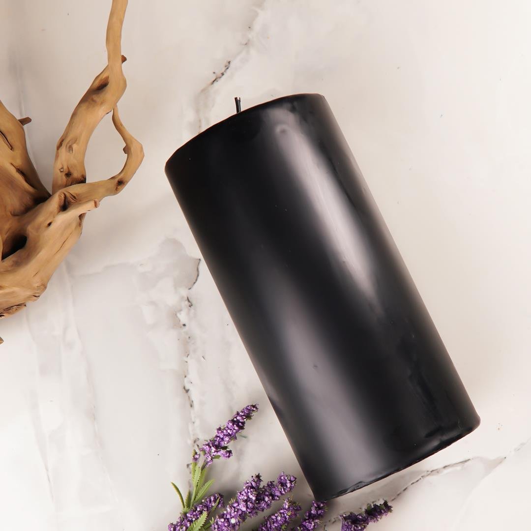 20x10 cm Mitr Siyah Silindir Mum