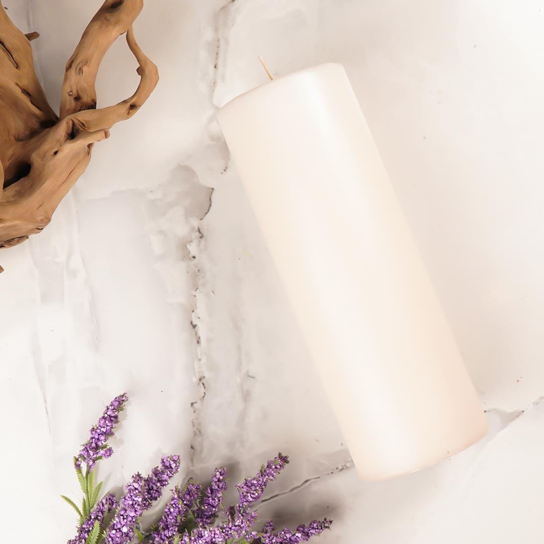 20x7 cm Mitr Bej Silindir Mum