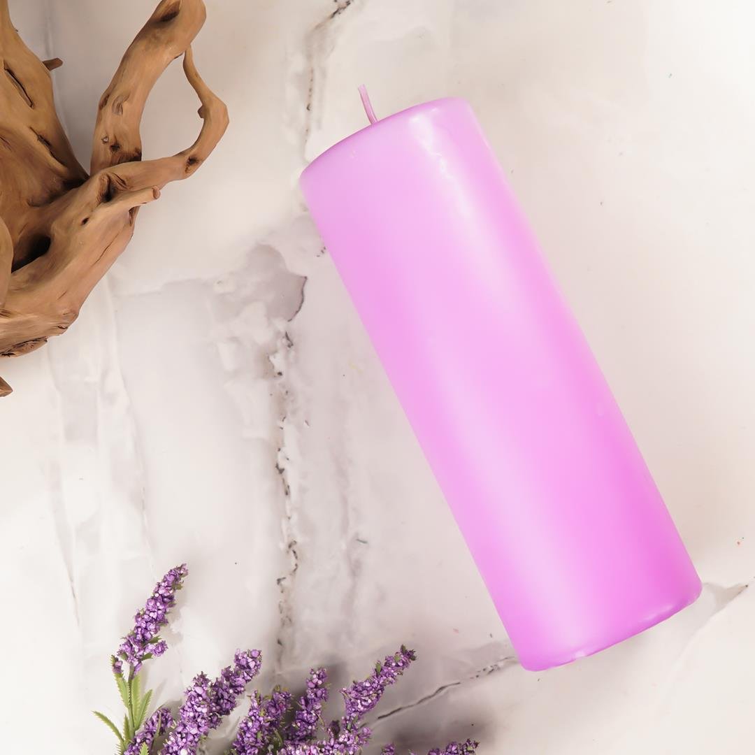 20x7 cm Mitr Pembe Silindir Mum