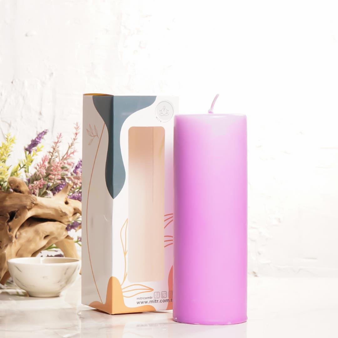 20x7 cm Mitr Pembe Silindir Mum