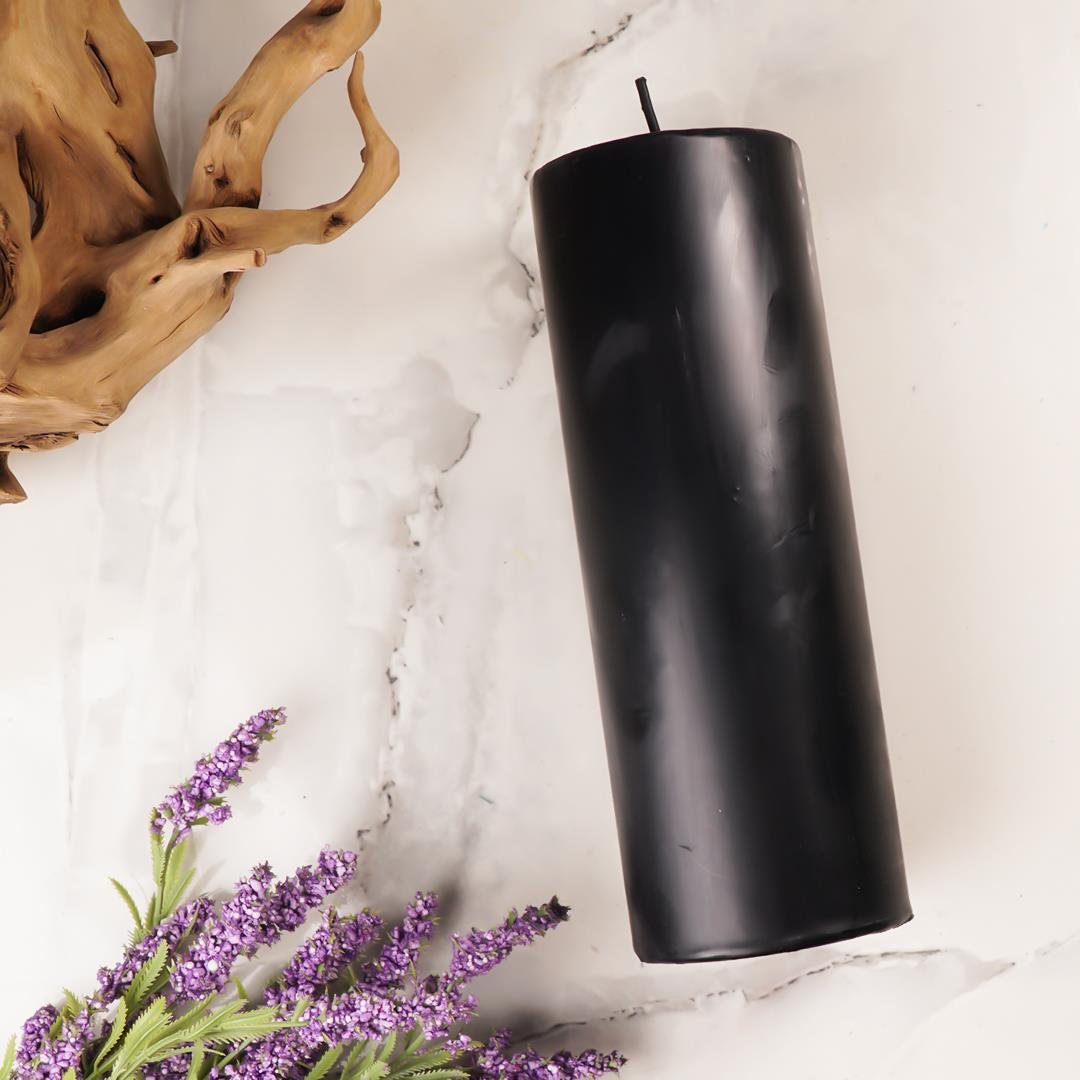 20x7 cm Mitr Siyah Silindir Mum