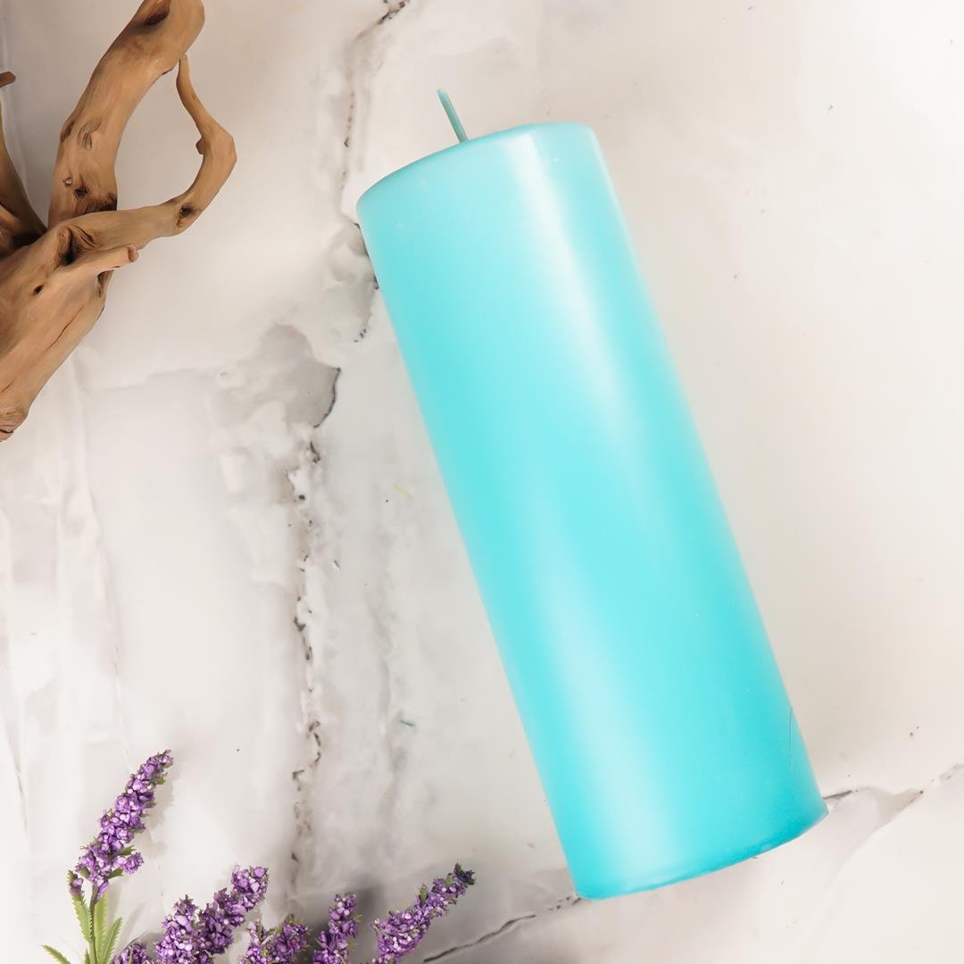 20x7 cm Mitr Turkuaz Silindir Mum