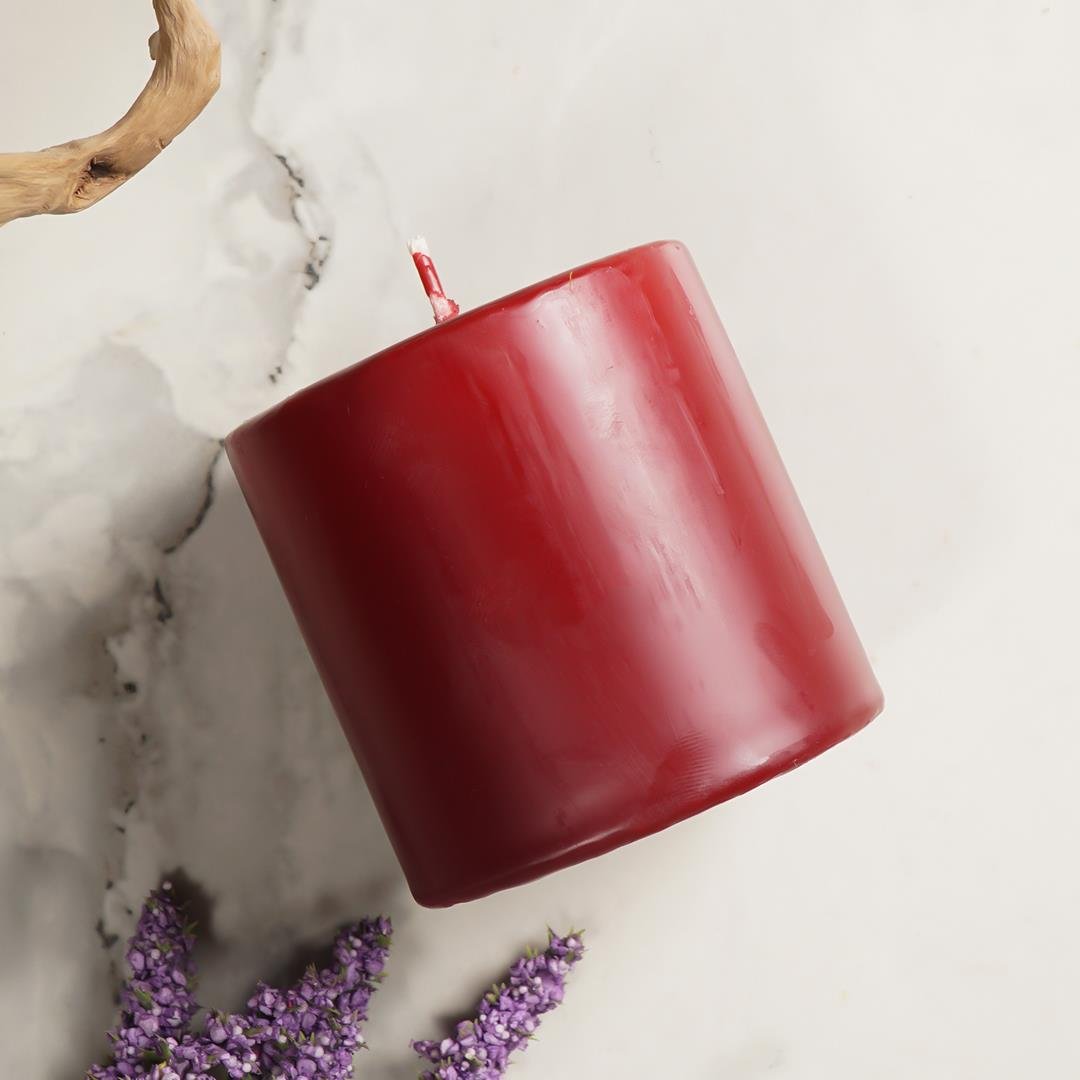 7x7 cm Mitr Bordo Silindir Mum