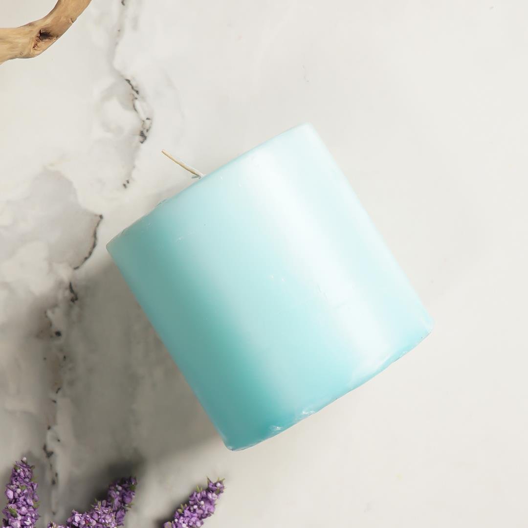 7x7 cm Mitr Buz Yeşili Silindir Mum