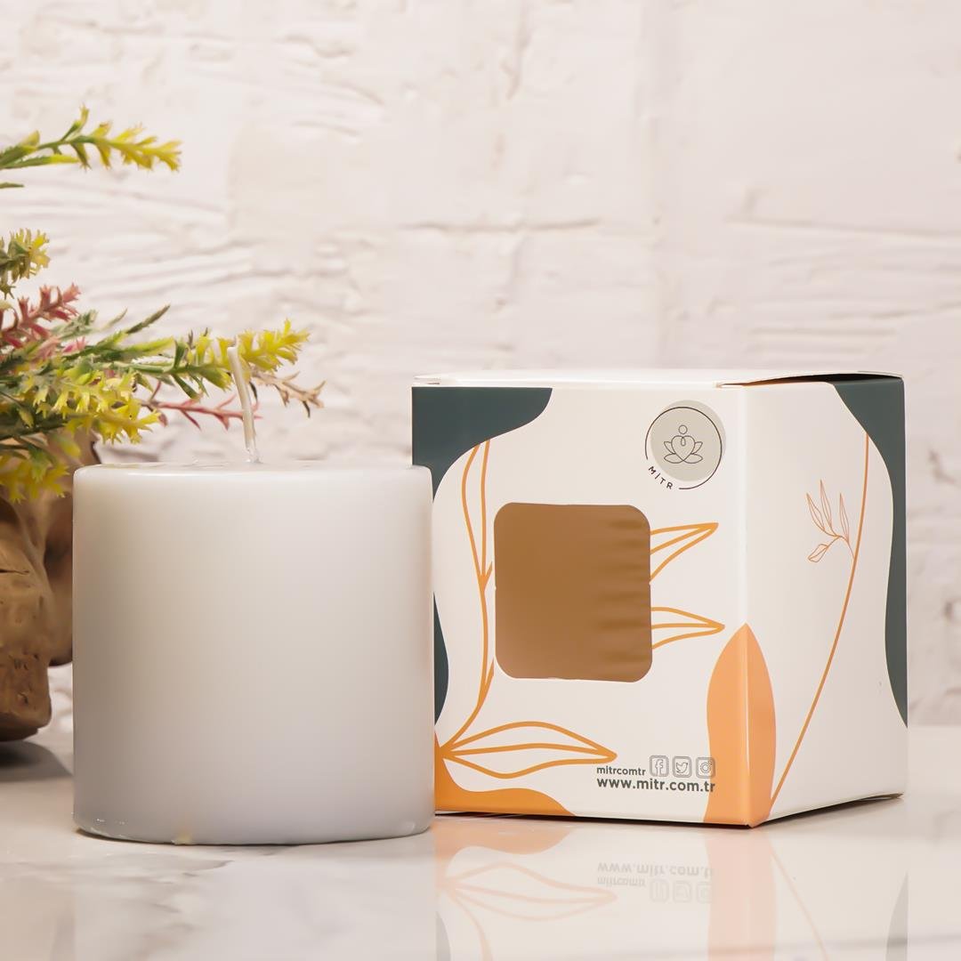 7x7 cm Mitr Gri Silindir Mum