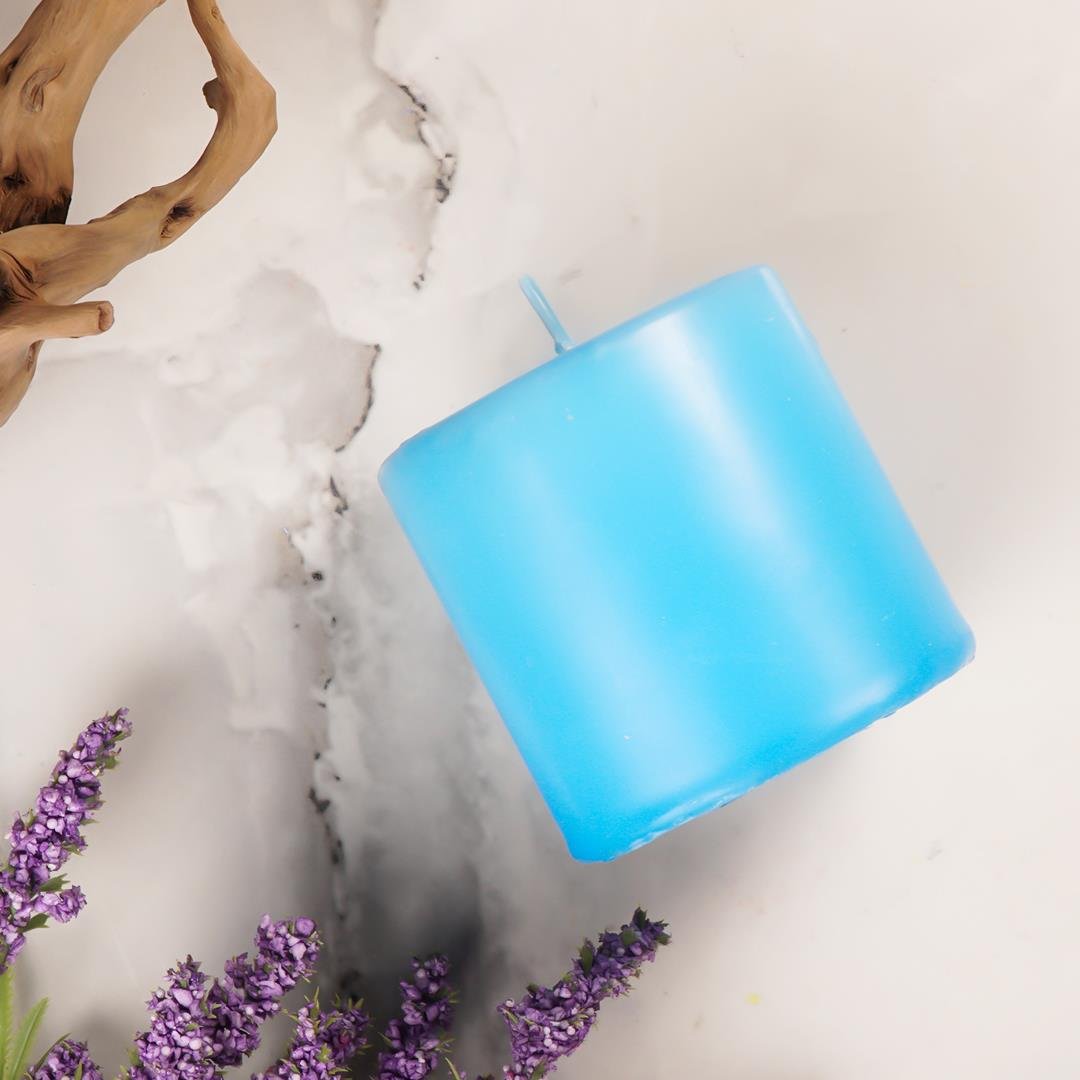 7x7 cm Mitr Mavi Silindir Mum