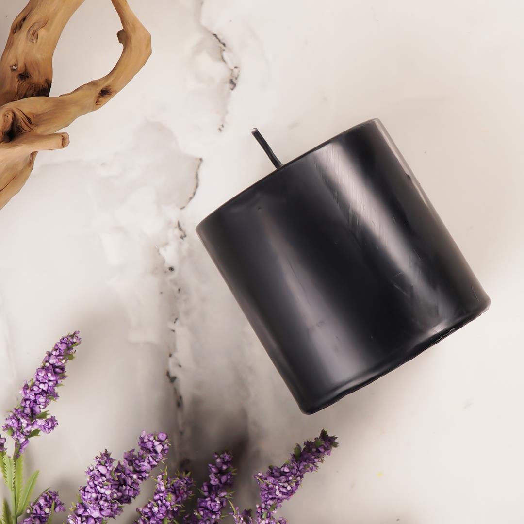 7x7 cm Mitr Siyah Silindir Mum