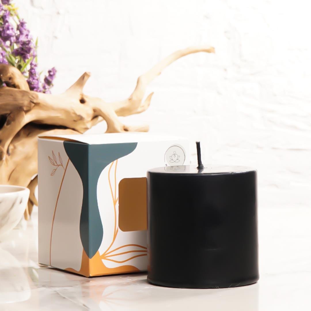 7x7 cm Mitr Siyah Silindir Mum