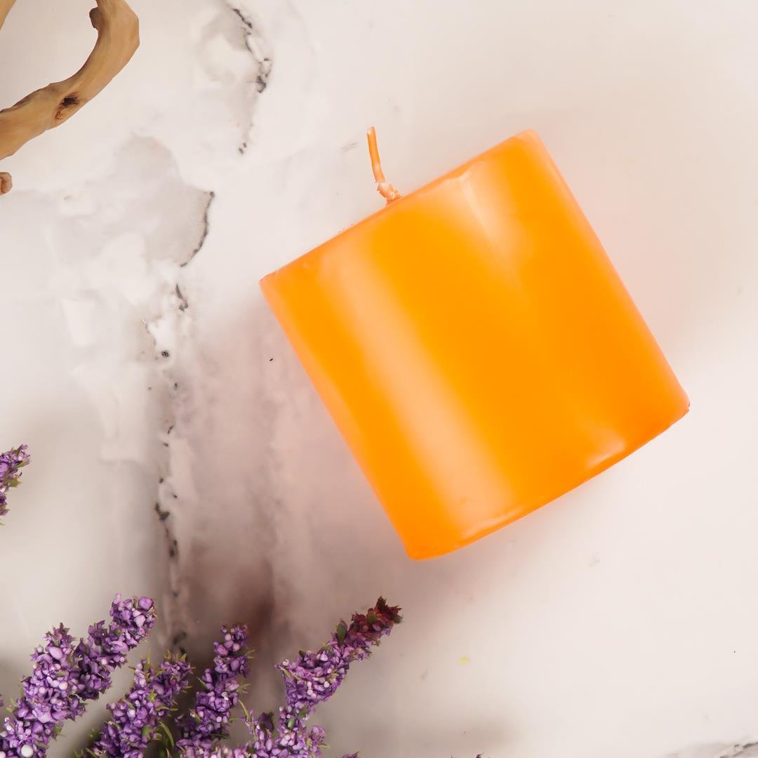 7x7 cm Mitr Turuncu Silindir Mum