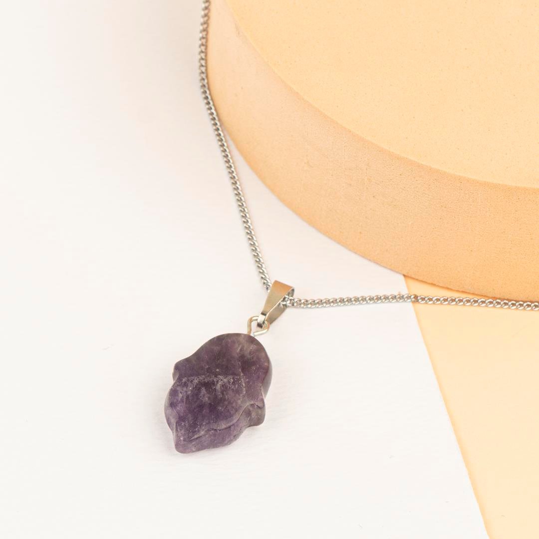 Ametist Hamse Temalı Dogal Taş Kolye