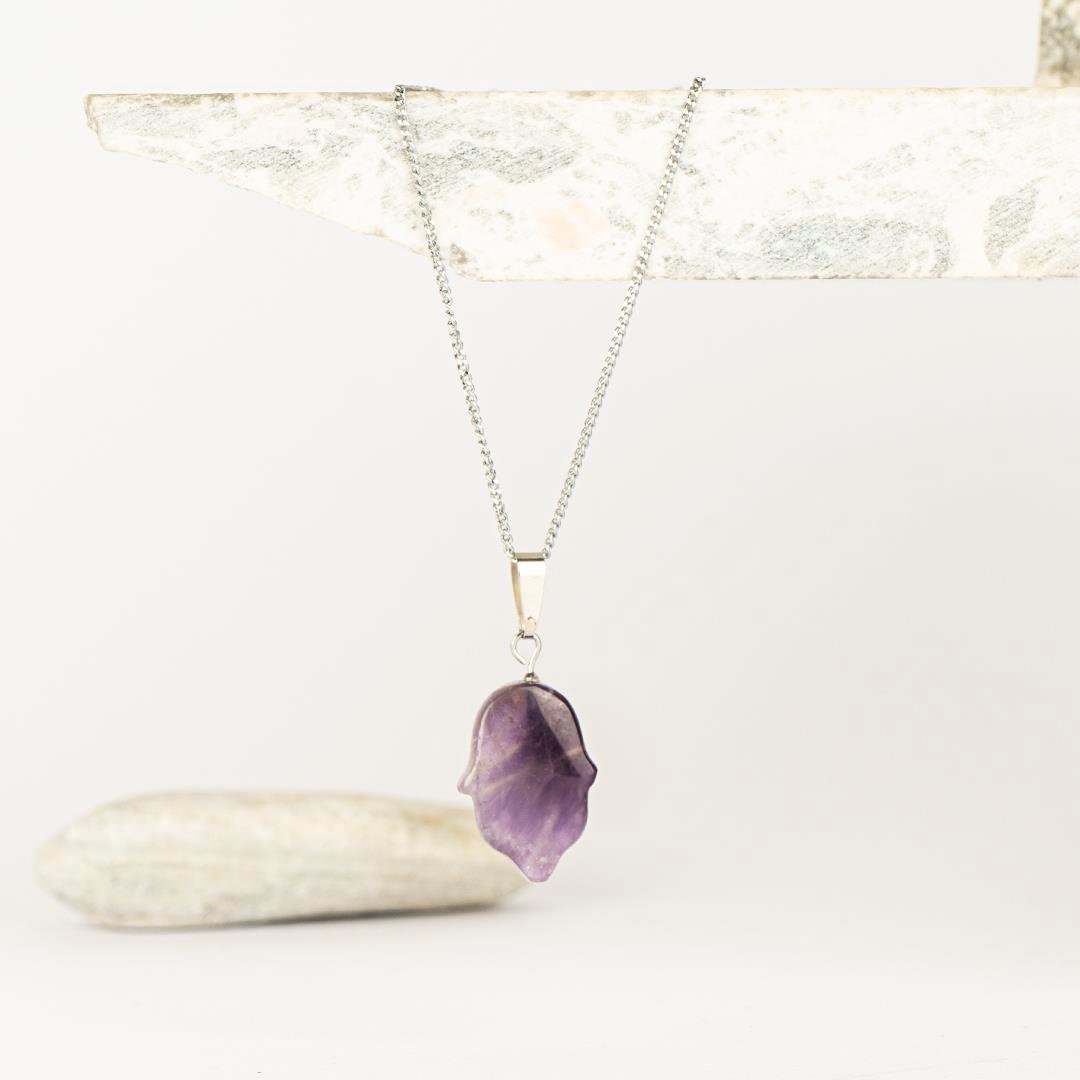 Ametist Hamse Temalı Dogal Taş Kolye